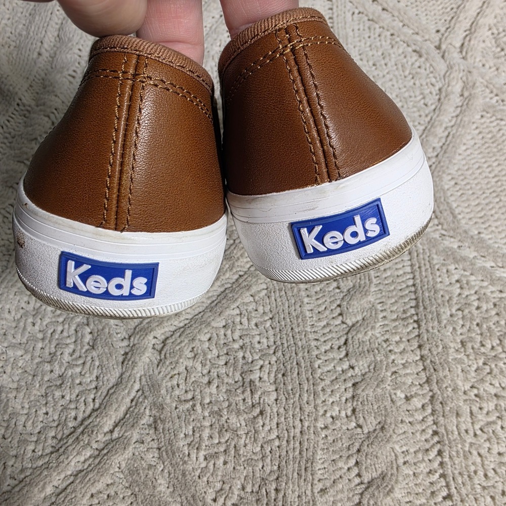 Keds Double Decker Slip On Brown Leather Sneakers Women 10 Excellent WH63968 - Picture 4 of 7